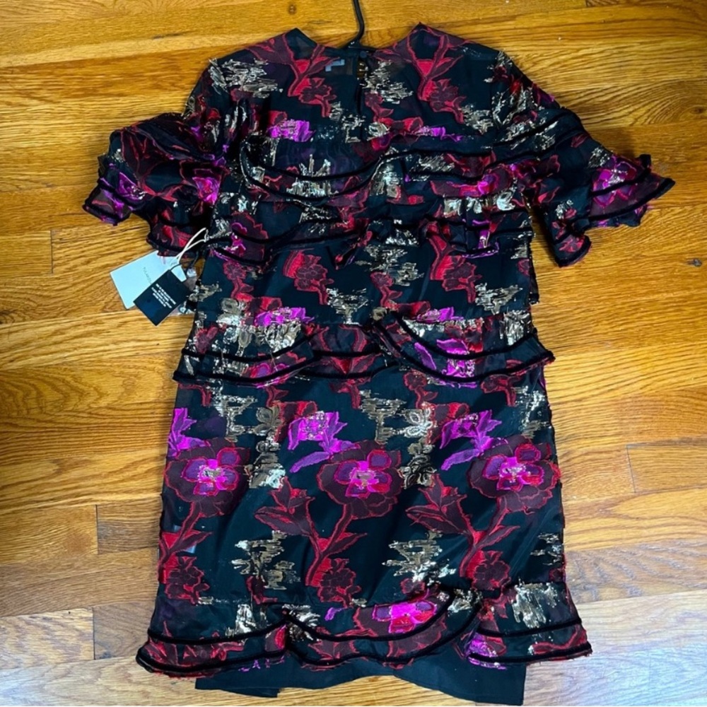 Tularosa Floral & Sequin Ruffle Mini Dress XS New with Tags - Picture 2 of 10